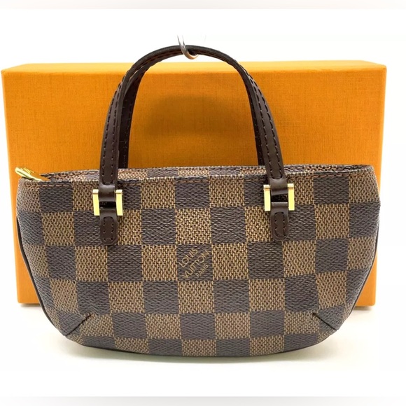 Authentic Louis Vuitton Damier Ebene Manosque GM Pouch W/Box mini bag - Picture 1 of 17